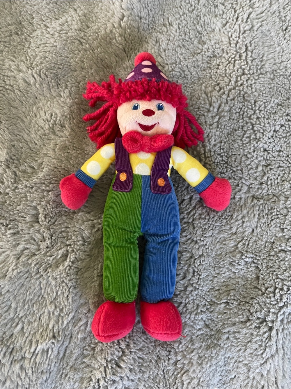Vintage Gymbo the clown Red Multicolor Plush Toy Kids Soft Play Doll 12”